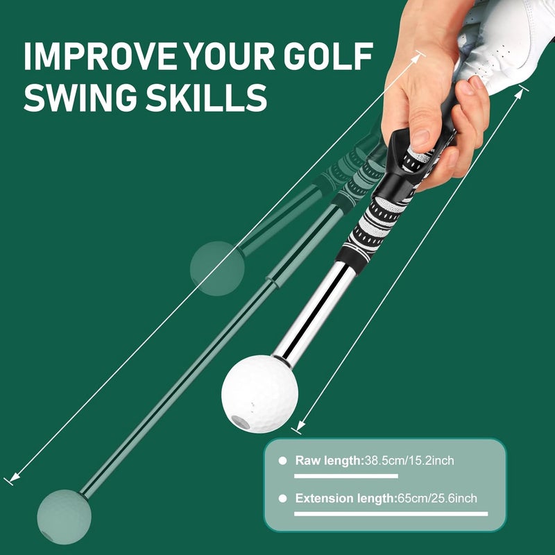 KALAUTO Golf Grip Swing Training Aid - Retractable Click Club Trainer Indoor Practice Warm Up Stick Flexible Telescopic Short Club Tempo Sound Release Trainer Devices - Image 4